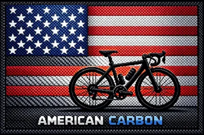 Pixel-art American flag with carbon fiber texture and cycling motif