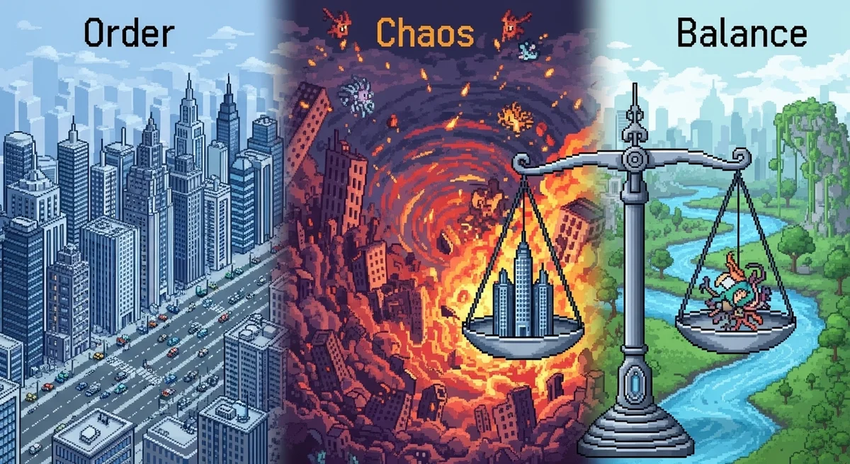 Visual representation of order overcoming chaos